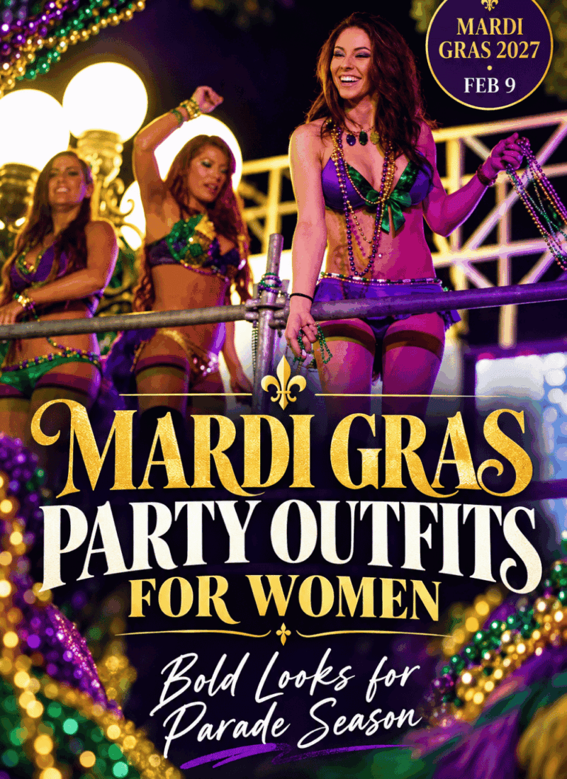 Mardi Gras party outfits for women with cute, sexy and parade-ready outfit ideas for 2027.”