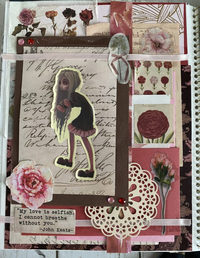 valentines day scrapbook layout with a zombie