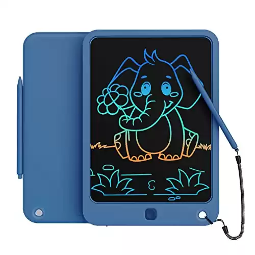 LCD Writing Tablet 10 Inch, Toys for 3 4 5 6 7 8 9 10 Year Old Boys Girls, Colorful Doodle Board Drawing Tablet, Gift for Boys Toddlers Age 3-12 Years, Memo Board, Drawing Pads with Lanyard(Navy)