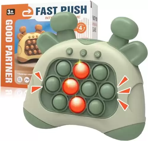 Fast Push Game Fidget Toys Pop Game Handheld Bubble Game Light-up Pop Toy for Boys, Girls and Adults Birthday Gift (Green)