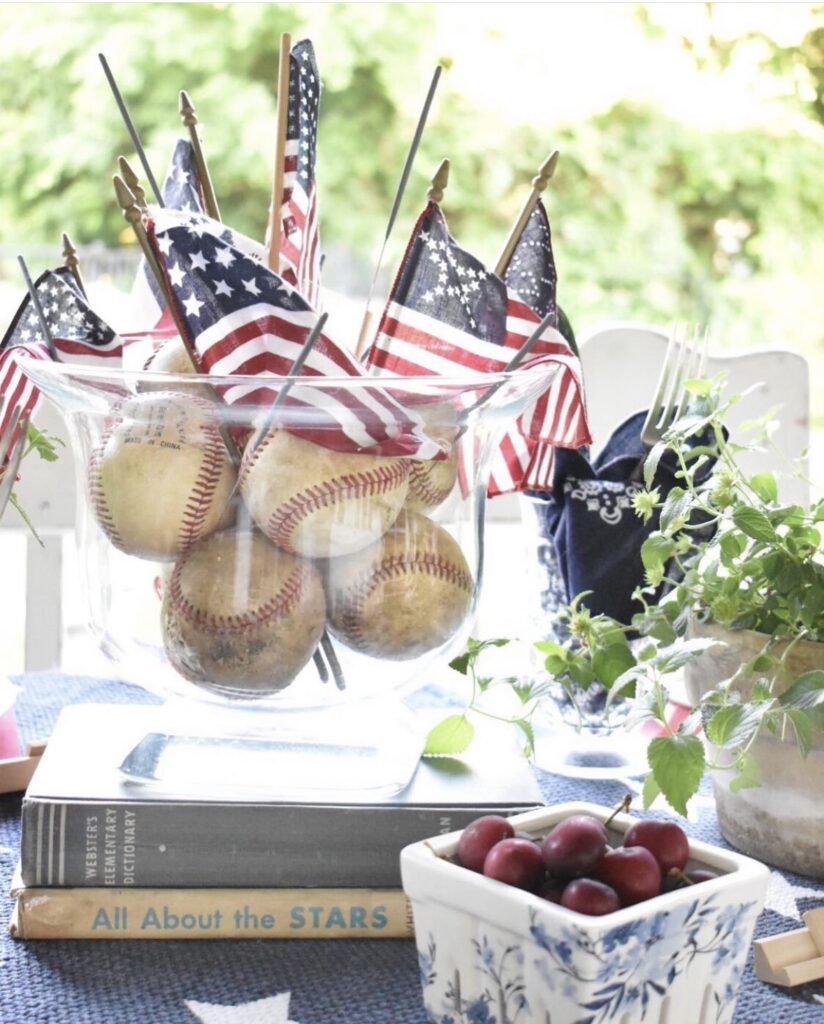 4th of july table decor ideas baseballs