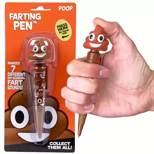 Farting Poop Pen Makes 7 Funny Fart Sounds - Perfect Stocking Stuffers for Kids, Teens & Boys - This Poop Pen Makes Funny Gifts for the Entire Family - Great Fart Pen Gag Gifts with Big Laughs