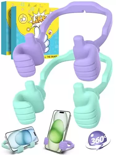 CALDEVER Stocking Stuffers for Women Men Teens Girls: 2 Pack Cell Phone Holder Thumbs Up Lazy Phone Stand Cool Gadgets Funny Gift Ideas for Teenage Boys Adults Wife Her Mom Women Gifts for Christmas