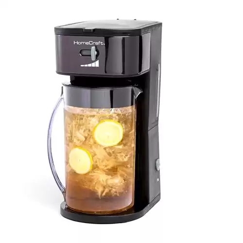 Homecraft Nostalgia Iced Coffee Maker and Tea Brewing Machine - Cold Coffee Brewer, 3-Quart Iced Tea Maker with Filter Basket, Flavor Enhancer, Adjustable Brew Strength, and Lid for Refrigerator