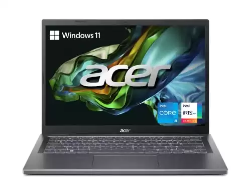Acer Aspire 5 14 Slim Laptop | 14" WUXGA (1920 x 1200) IPS |Core i5-1335U | Intel Iris Xe Graphics | 8GB LPDDR5 | 512GB Gen 4 SSD | Wi-Fi 6E | USB4/Thunderbolt 4 | Backlit KB | A514-56M-576D, Gra...