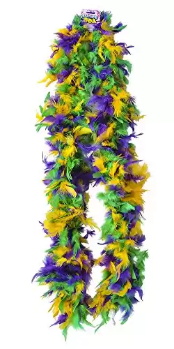 New Deluxe Mardi Gras 72" Costume Accessory Feather Boa, Gold & Purple, 6' (72 Inch) length