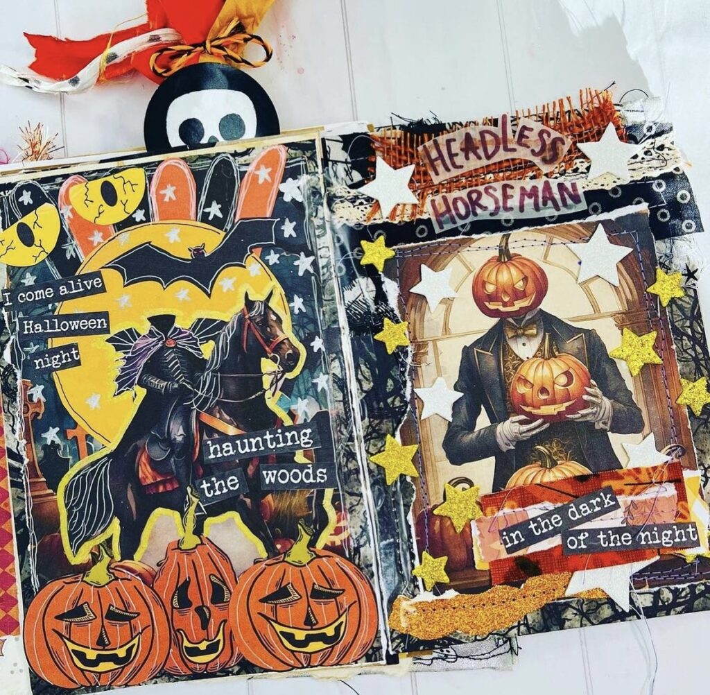 Junk journal halloween page ideas