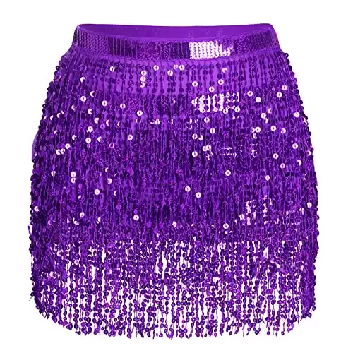 SO ME Mardi Gras Checker Sequins Mini Skirt For Women Sparkling Festive Party Statement