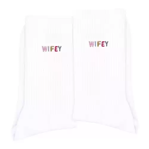 Wifey Socks, Bride Socks For Wedding day, Wifey Gifts, Mothers Day Birthday Anniversary Wedding Valentine Christmas Engagement Embroidered Socks For Women. (173)