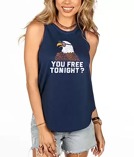 Tipsy Elves Women's USA You Free Tonight? Tank Top Size Medium