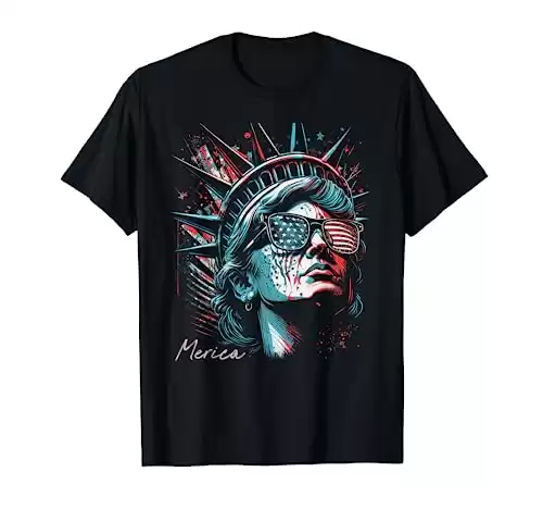 Statue Of Liberty 4th of July American Flag USA Funny T-Shirt