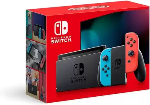 Nintendo Switch with Neon Blue and Neon Red Joy Con