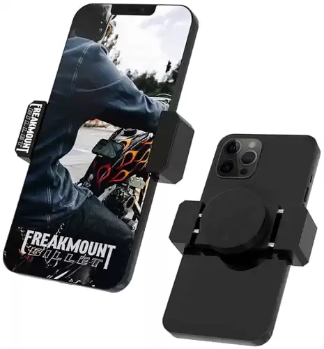 FREAKMOUNT Magnetic Motorcycle Phone Mount - Harley Davidson Accessories - Premium Billet Aluminum Holder for Gas Tank or Any Magnetic Surface, High-Speed Magnets - Fits Most Phones, Black