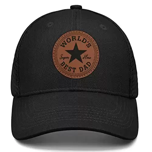 Worlds Best Dad Ever Hat Fathers Day Birthday Gifts for Dad Papa from Daughter Son Black Trucker Hat