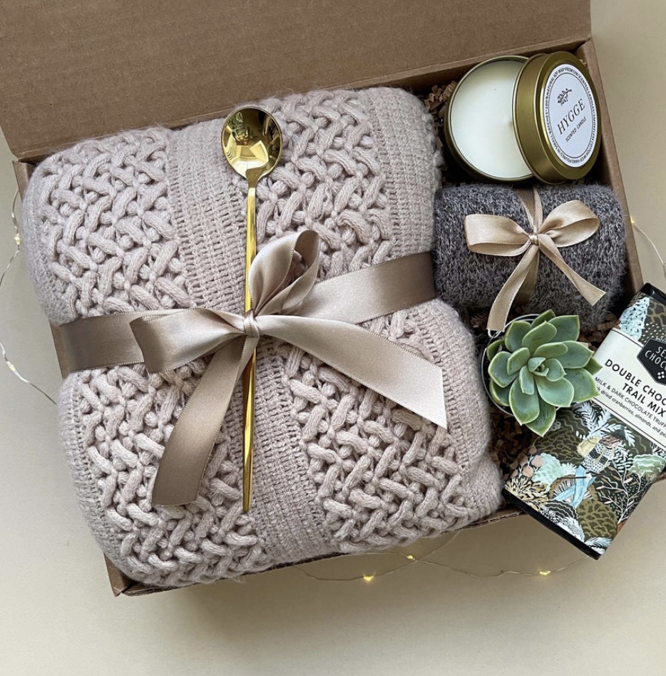 Sending Healing Vibes Gift Box for Women | Gift Basket with Blanket, S Happy Hygge Gifts