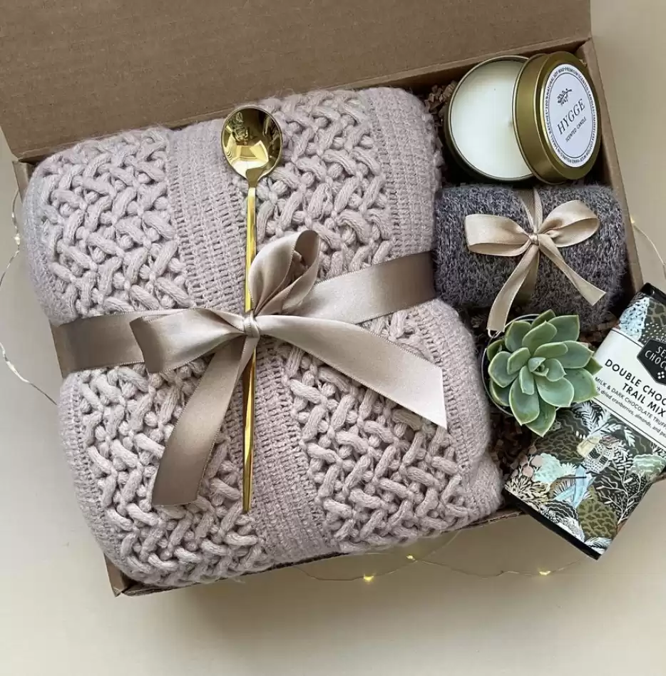 Sending Healing Vibes Gift Box for Women | Gift Basket with Blanket, S Happy Hygge Gifts