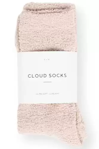 Cozy Sock For Women | Fuzzy Ultra-Luxe Cloud Sock Gifts For Women & Men | Warm & Cozy Fuzzy Unisex Sleep Socks | Super Soft Luxurious Fabric With Bonus Travel Tote, (Stone, 1 Pair)