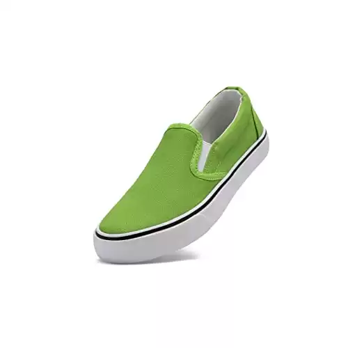 Low-Top Slip Ons Women's Fashion Sneakers Casual Canvas Sneakers for Women Comfortable Flats Breathable Padded Insole Slip on Sneakers Women Low Slip on Shoes (Light Green, Numeric_5)