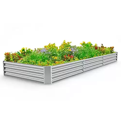 Land Guard 12 4 1ft Galvanized Raised Garden Bed Kit for Vegetables, Galvanized Super Large Metal Planter Raised Garden Boxes Outdoor(359 Gallon Capacity)