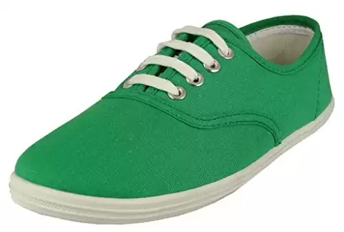 Easy USA - Womens Canvas Lace Up Shoe with Padded Insole Holly Green-10