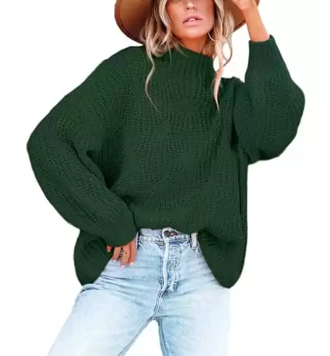 Christmas Sweaters for Women Crew Neck Pullover Top Knit Jumper Dark Green L