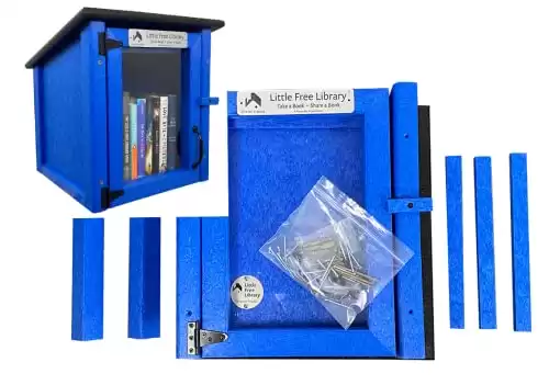 LITTLE FREE LIBRARY® Composite Blue Kit with Official Charter Sign and World Map Access Included, Amish Crafted in America, Share Books, Support The Nonprofit That Expands Book Access