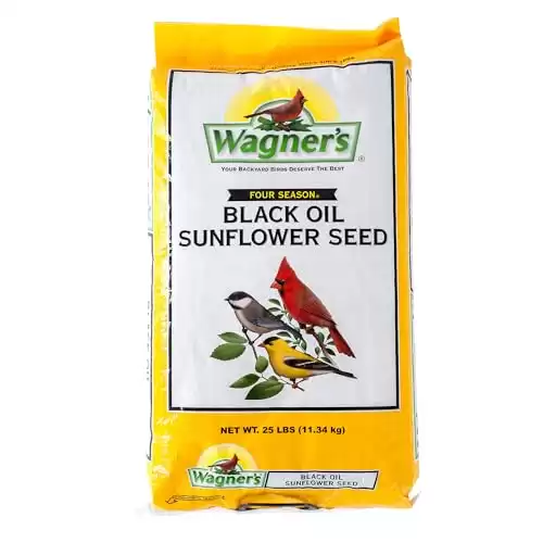 Wagner's 76027 Black Oil Sunflower Wild Bird Food, 25-Pound Bag