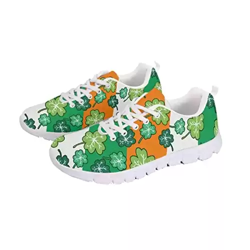 Jeiento St. Patrick's Day Shoes for Womens Tennis Shoes Walking Running Sneakers Lightweight Breathable Casual Soft Sole Mesh Work Gym Trainers,Green