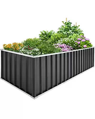 KING BIRD Galvanized Raised Garden Bed with 2 Installation Methods for DIY, 101" x 36" x 24" Heightened Planter Kit Box Outdoor for Deep-Rooted Vegetables, Flowers, Green