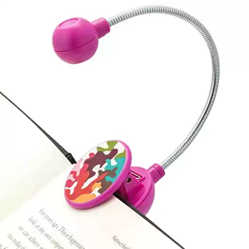 WITHit French Bull Book Light Pink Glamo LED Reading Light with Clip for Books and eBooks, Reduced Glare, Portable and Lightweight, Cute Bookmark Light for Kids and Adults, Batteries Included