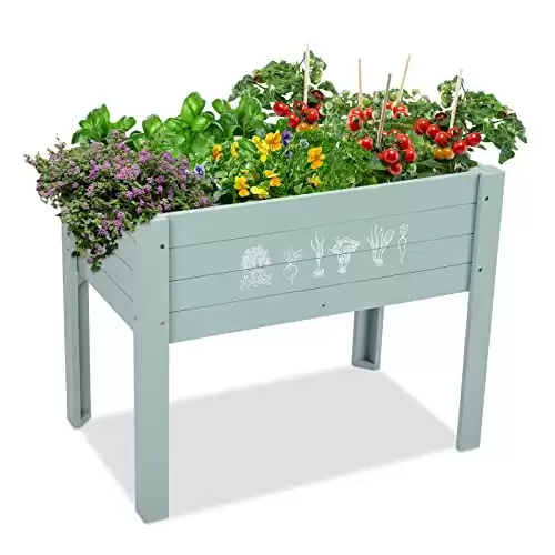 WONDER GARDEN Raised Garden Bed-Planters for Outdoor Plants - Wood Planter Boxes Outdoor for Kids with Legs and DIY Chalkboard for Vegetables Flower Herb