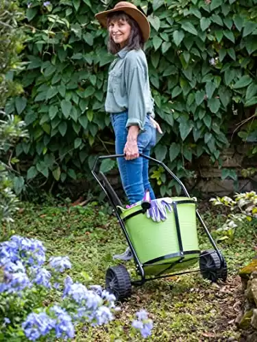 Gardeners Supply Company Garden Cart With Tubtrugs | Multi-Purpose Mobile Gardening Caddy with 11 Gallon Bucket | Outdoor Gardening Clean-up & Garden Tools Utility Cart - Holds up to 50 lbs