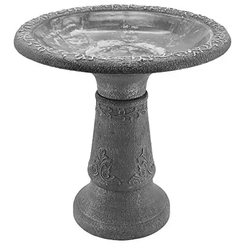 Arcadia Garden Products BB05 Stone Fiberclay Birdbath 19.5 10.25 20.5, Grey