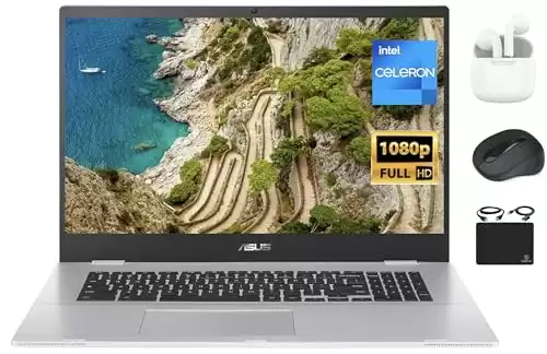 ASUS 2024 Flagship 17.3" FHD Chromebook Laptop Business Student, Intel Celeron N4500 (Upto 2.8GHz), 4GB RAM, 64GB eMMC, Webcam, UHD Graphic, WiFi 6, 10+ Hrs Battery,Chrome OS +HubxcelAccessory, S...