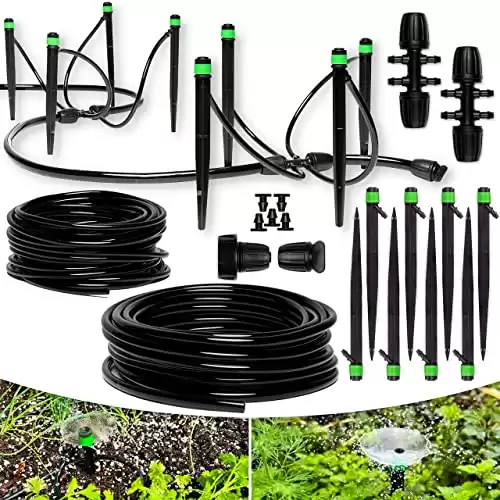 CARPATHEN Irrigation System - Adjustable Premium Drip Irrigation for Small Garden, Potted Plants, Hanging Baskets, Raised Garden Beds, Containers - Complete with Drip Emitters, Tubing and Connectors