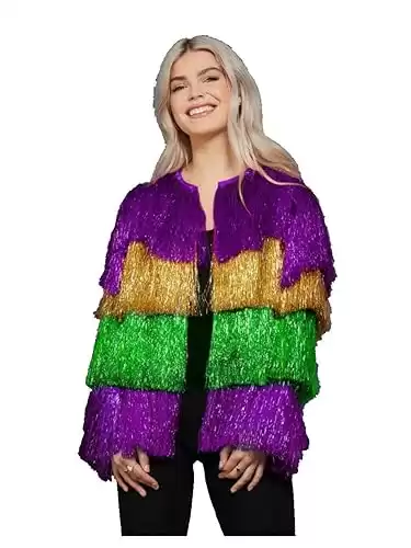 Smiffys Women's Mardi Gras Fringe Tinsel Jacket