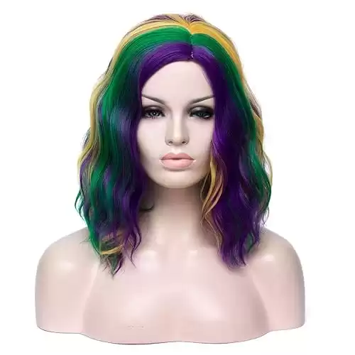 Mildiso Mardi Gras Wig for Women Mardi Gras Outfit Accessories Cute Colorful Wig for Mardi Gras Costume M004MG