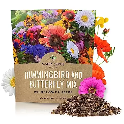 Wildflower Seeds Butterfly and Humming Bird Mix - Large 1 Ounce Packet 7,500+ Seeds - 23 Open Pollinated Annual and Perennial Species