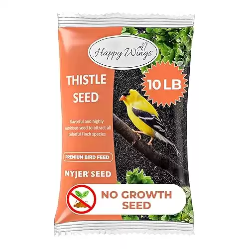 Happy Wings Nyjer/Thistle Seeds Wild Bird Food - 10 Pounds I No Grow Seed I Bird Seed for Wild Birds