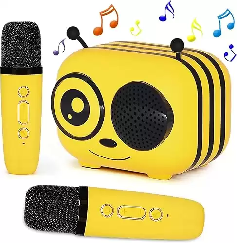 Mini Karaoke Machine for Kids Adults, Music Toys for Girls Boys Ages 3-12 Portable Bluetooth Speaker with 2 Wireless Microphone Birthday for Girls 4 5 6 7 8 10+ Years Old Home Party