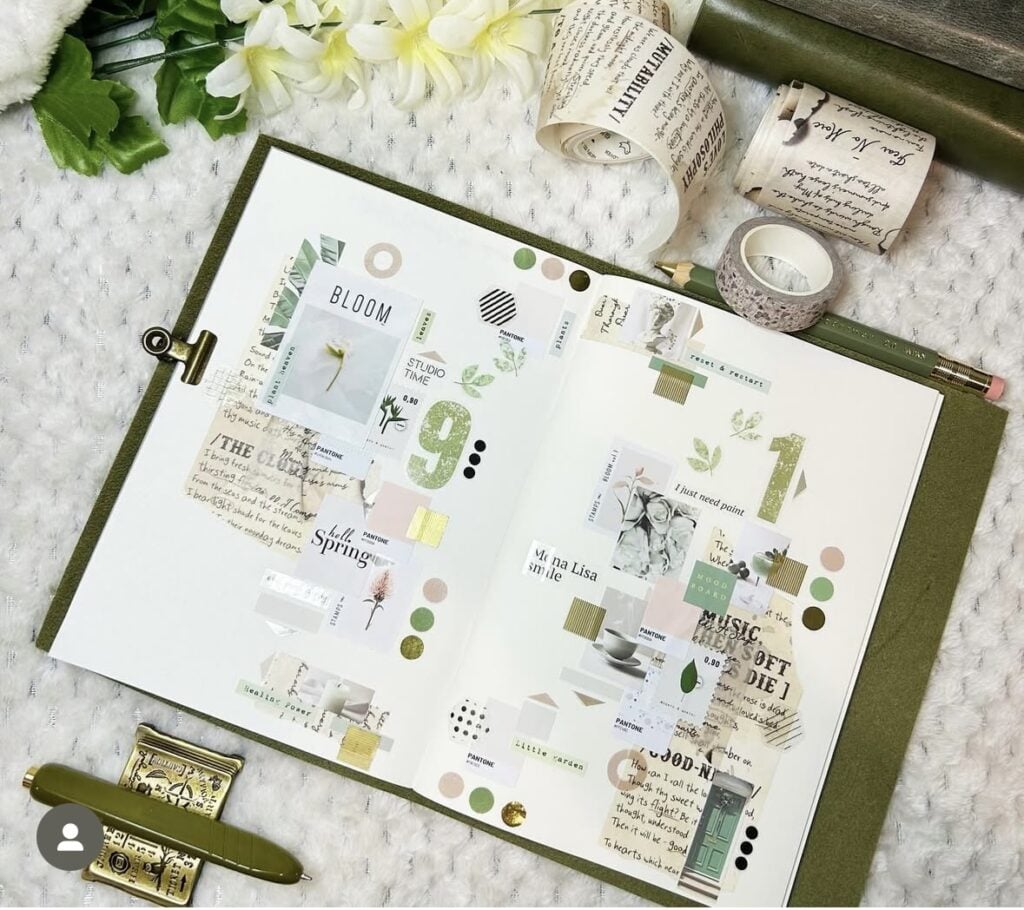 25 Fresh Green Scrapbook Ideas & Junk Journal Layouts - The Slowestuff Blog