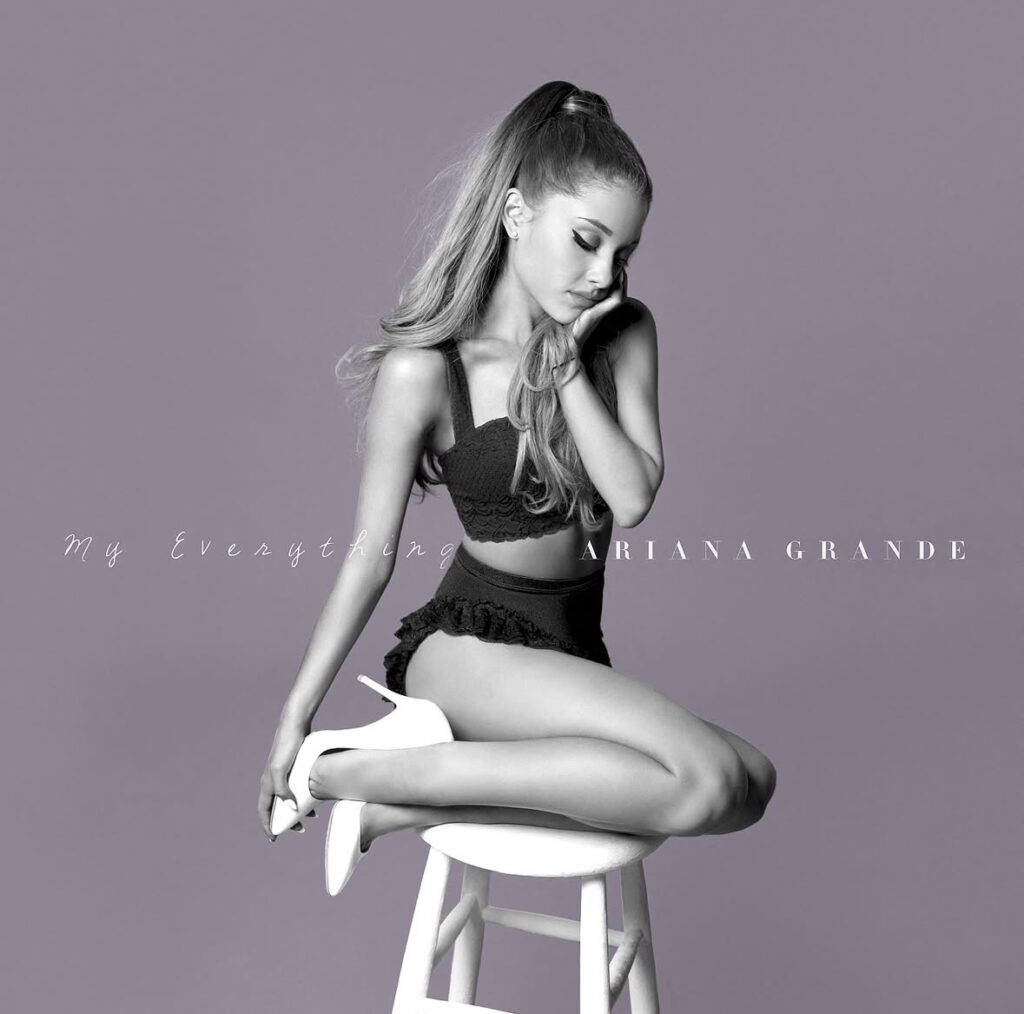 Ariana Grande My Everything album cover inspired Halloween costume with black bathing suit and white high heels | www.slowestuff.com