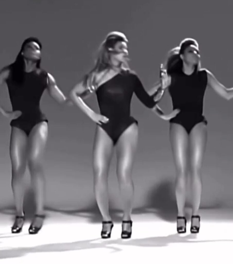 Beyoncé Single Ladies black bodysuit and gold glove—classic group Halloween costume idea for Beyoncé fans | Slowestuff.com