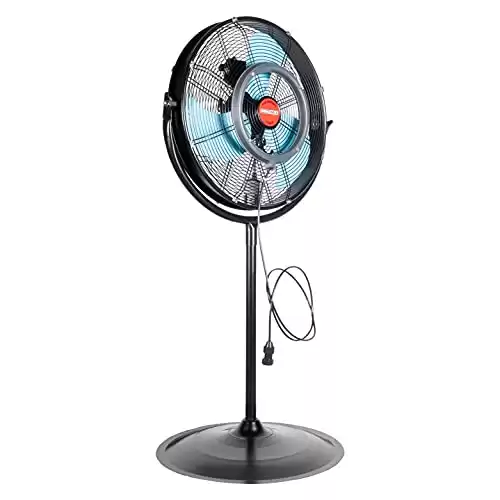 OEMTOOLS 23978 20 Tilting Pedestal Misting Fan, Fan Misters for Cooling Outdoor Spaces, Outside Patio, Water Resistant, Black