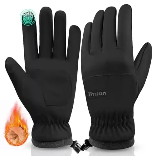 ihuan Winter Waterproof Ski Gloves Men Women, Snow Warm Cycling Cold Weather, Driving Biking Running