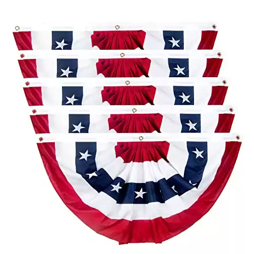 2x4 Ft American Pleated Fan Flag, Patriotic Half Fan Bunting Flag, Indoor Outdoor for 4th of July Decoration Memorial Day (Set of 5)