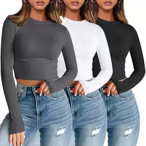 AUTOMET Womens Long Sleeve Shirts Y2K Going Out Crop Tops Basic Fall Fashion Outfits 2024 Undershirts Gym Soft Winter Clothes