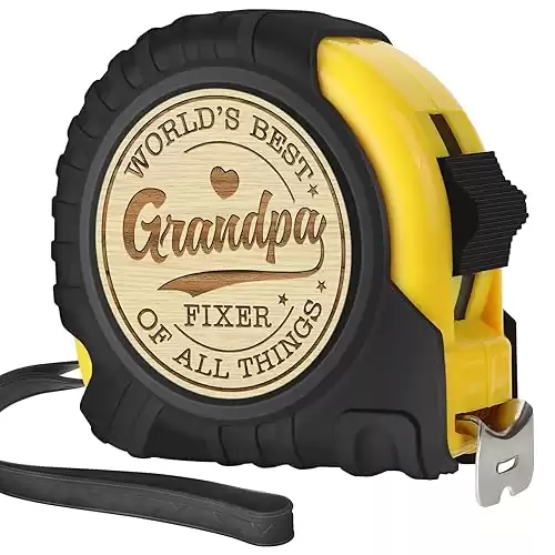 Tape Measure Gifts for Grandpa from Grandson Granddaughter - Grandpa Birthday Gifts from Grandkids, Cool Grandpa Tool Gifts, Ideal Christmas Gifts for Grandfather - Engraved Tape Measure 25FT
