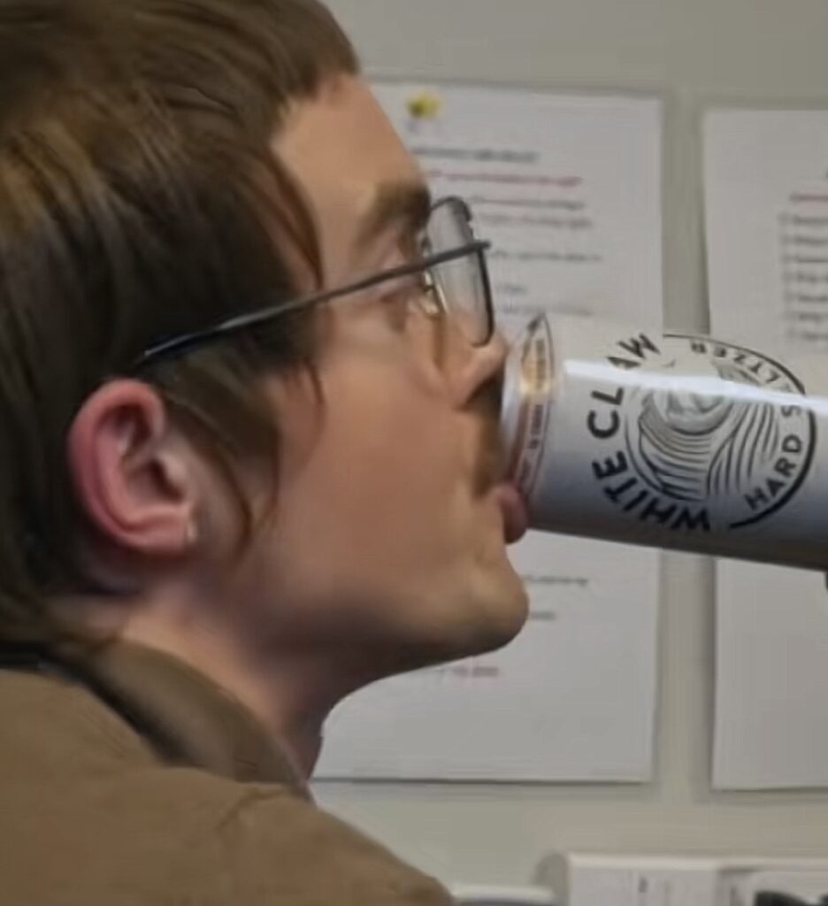 Screenshot from TikTok video showing Chit drinking a White Claw hard seltzer, referencing his signature “juice.” Credit: @renshawjay