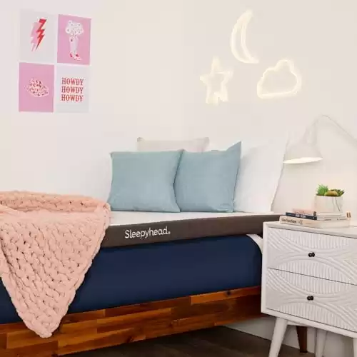 Sleepyhead 2 Inch Memory Foam Pad for College Dorm, Gel Mattress Topper, Twin XL Mattress Pad, Dorm Essentials, Washable Cover, Thick, Cool & Comfortable Bedding, College Essentials